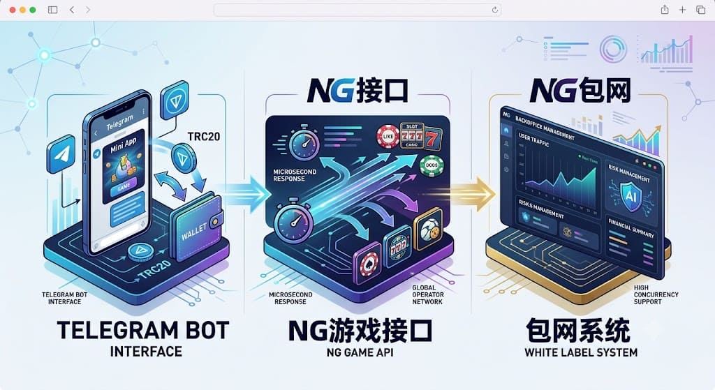 Telegram机器人游戏接入NG包网系统与NG接口架构图 Telegram机器人游戏接入NG包网系统与NG接口架构图